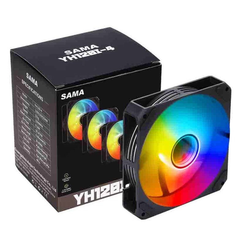 YH-120I4 Black 4-in-1 120mm ARGB Case Fan Kit SAMA (Boxed/Kit) — Buy in Cyprus with Fast Delivery