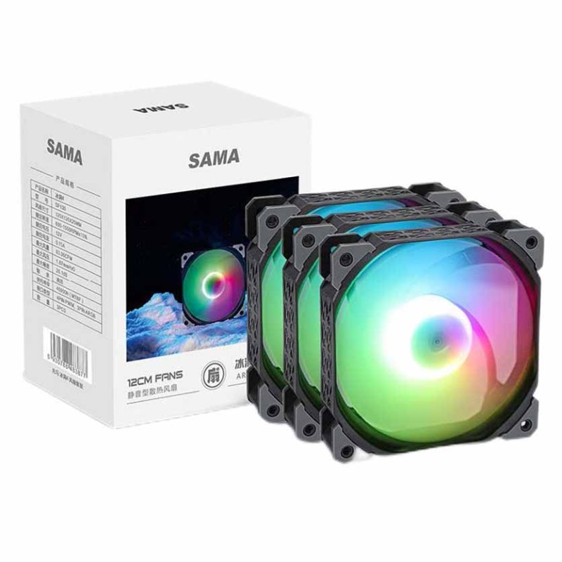 SAMA KT125 Black 120mm ARGB 3-Fan Kit w/ Hub | Silent Cooling — Armenius Store Cyprus
