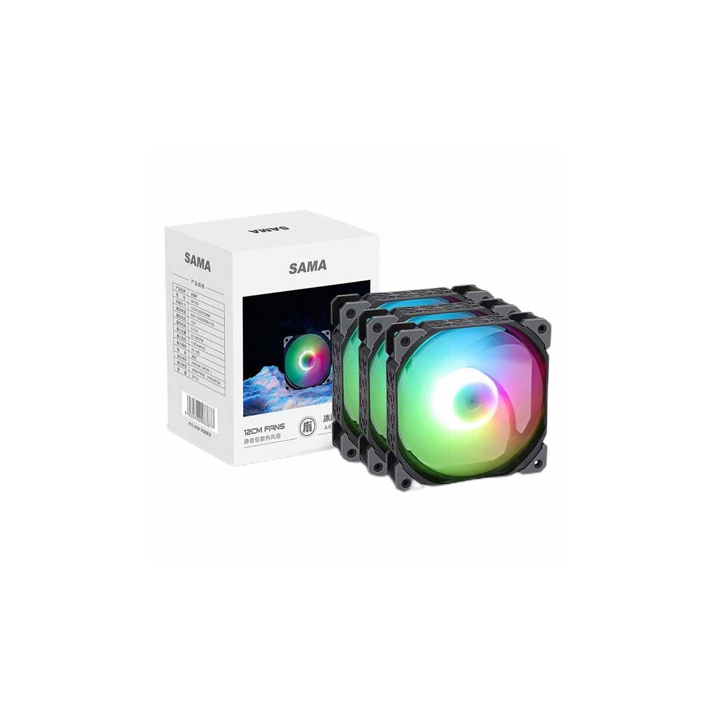 SAMA KT125 Black 120mm ARGB 3-Fan Kit w/ Hub | Silent Cooling — Armenius Store Cyprus