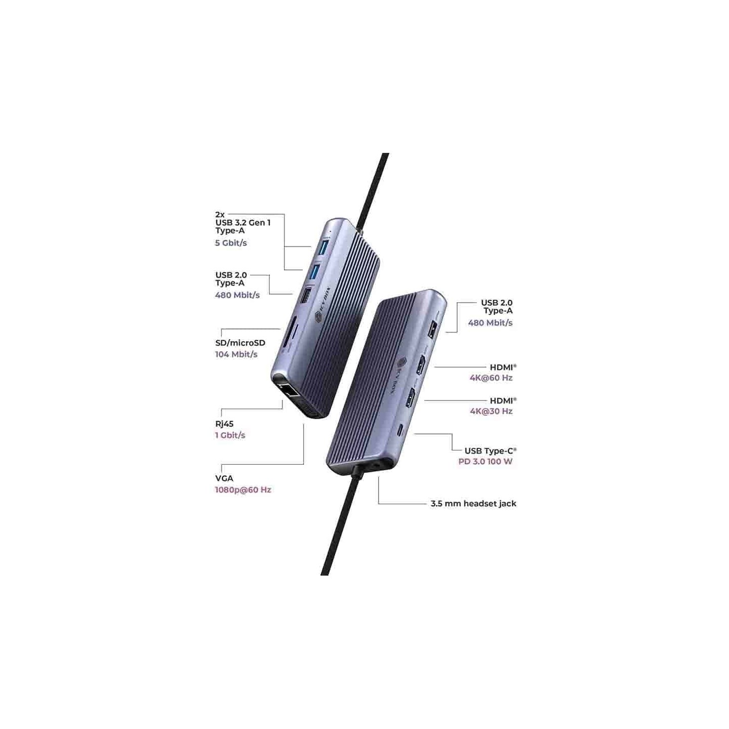 IB-DK4062-CPD ICY BOX 12-in-1 USB-C Docking Station Triple Video 100W PD — Armenius Store Cyprus