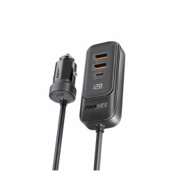 GEARHUB-120W RAPID CAR CHARGER 120W W MULTI-PORT 1.5m BACKSEAT HUB BLACK PROMATE — Buy in Cyprus with Fast Delivery