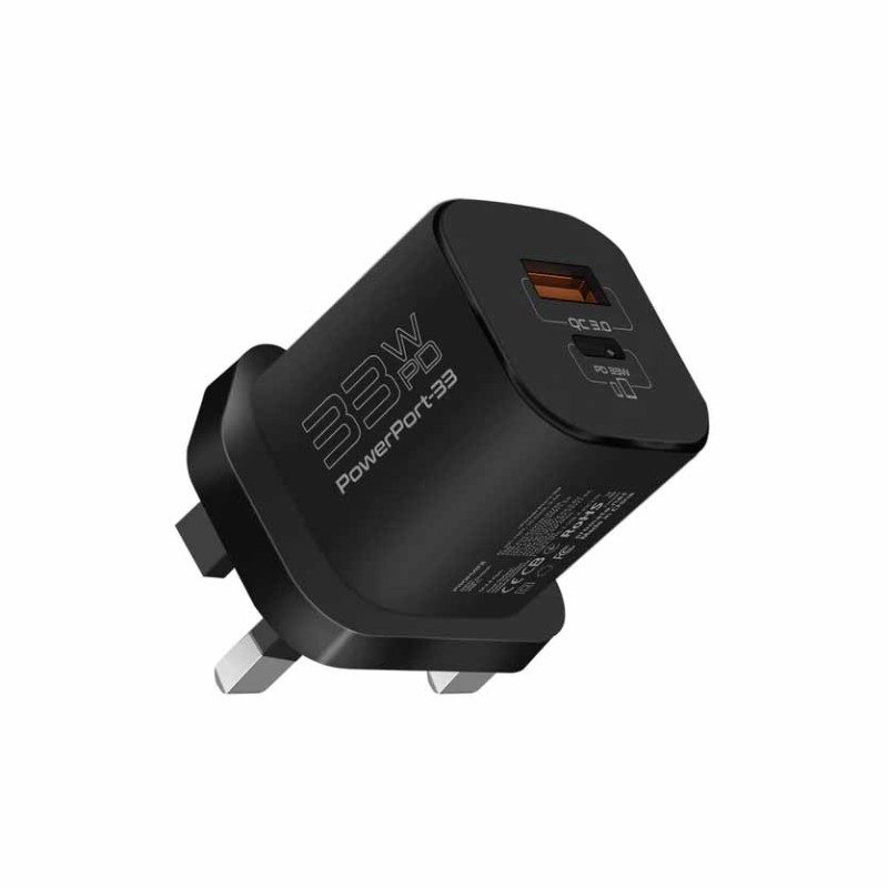 Buy POWERPORT-33.UK-BK CHARGER 33W GANFAST CHARGING BLACK PROMATE in Cyprus, Nicosia, Limassol, Larnaka, Pafos