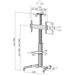 BP0025 TV MONITOR STAND TROLLEY 37-70' MAX.50KG LOGILINK — Buy in Cyprus with Fast Delivery
