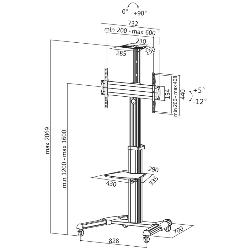 BP0025 TV MONITOR STAND TROLLEY 37-70' MAX.50KG LOGILINK — Buy in Cyprus with Fast Delivery