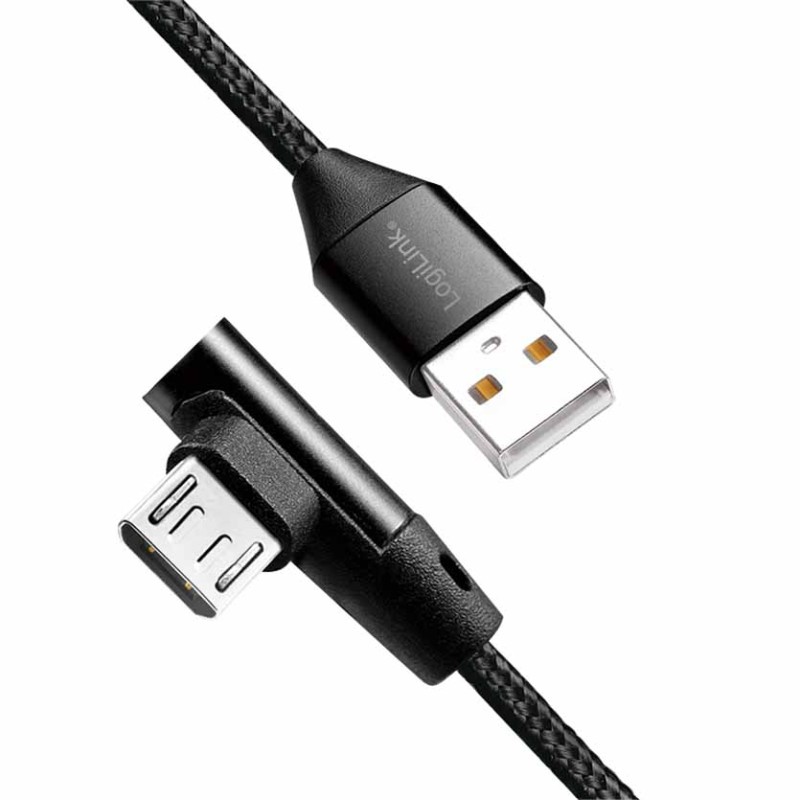 LogiLink CU0142 1m USB 2.0 A to Angled Micro-USB Cable - Black Braided — Armenius Store Cyprus