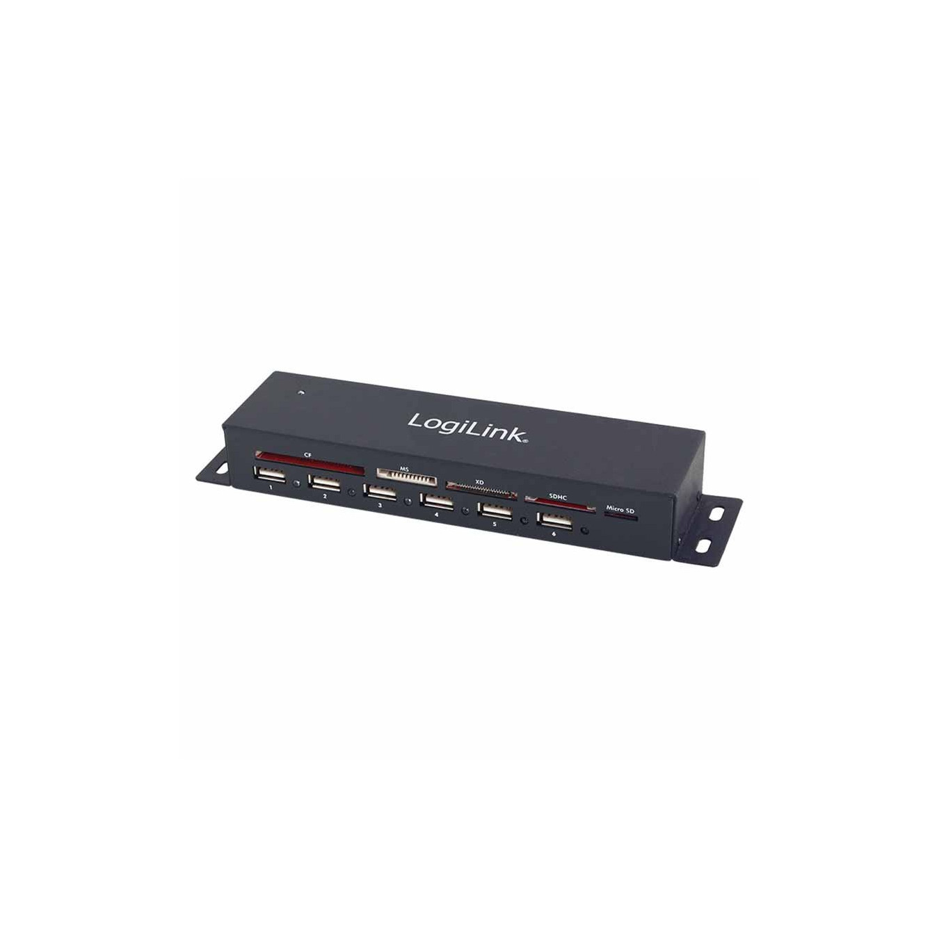 LogiLink CR0035 6-Port USB 2.0 Hub with Card Reader – 480 Mbps Metal | Armenius Store
