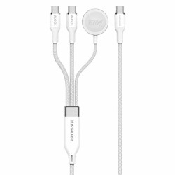 FUSION-CCW.WHITE 100W HIGH-SPEED NYLON BRAIDED MULTI-DEVICE CHARGING CABLE WITH APPLE WATCH CHARGER