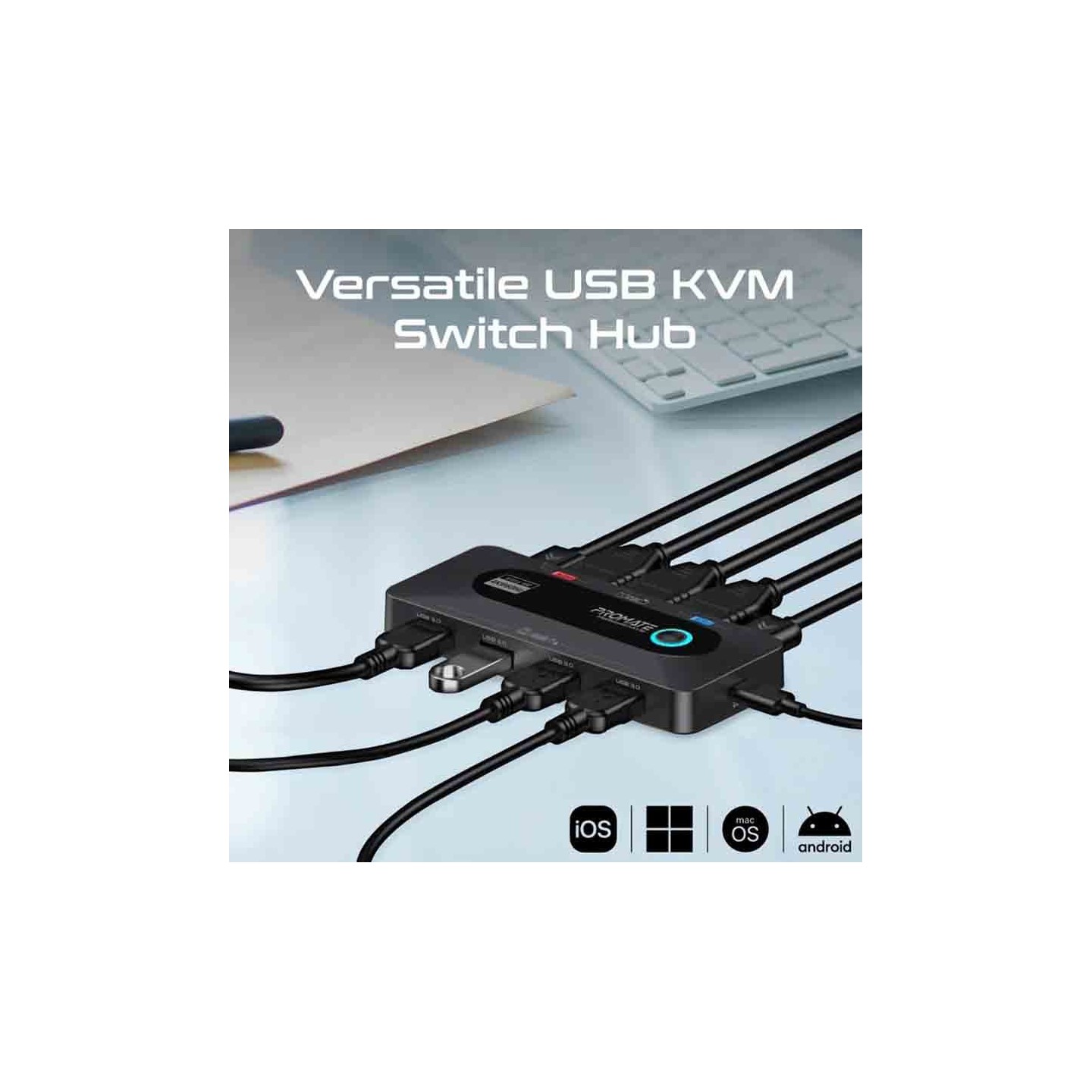 MEDIASWITCH-KVM 4K@60HZ KVM SWITCH WITH USB 3.0 EXPANSION, PROMATE — Buy in Cyprus with Fast Delivery