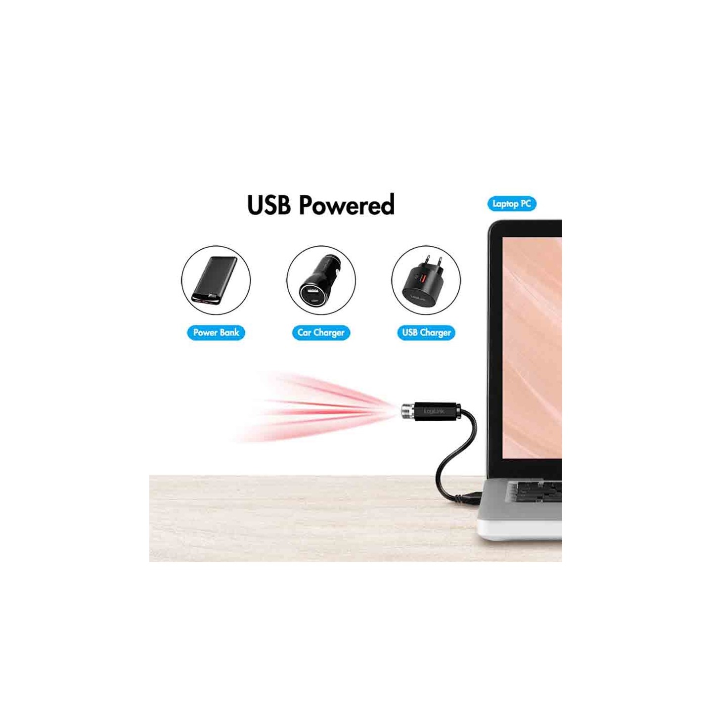 LED016 USB-A LED STARLIGHT, 6-LIGHT PATTERN W FLEXIBLE GOOSENECK, LOGILINK — Buy in Cyprus with Fast Delivery