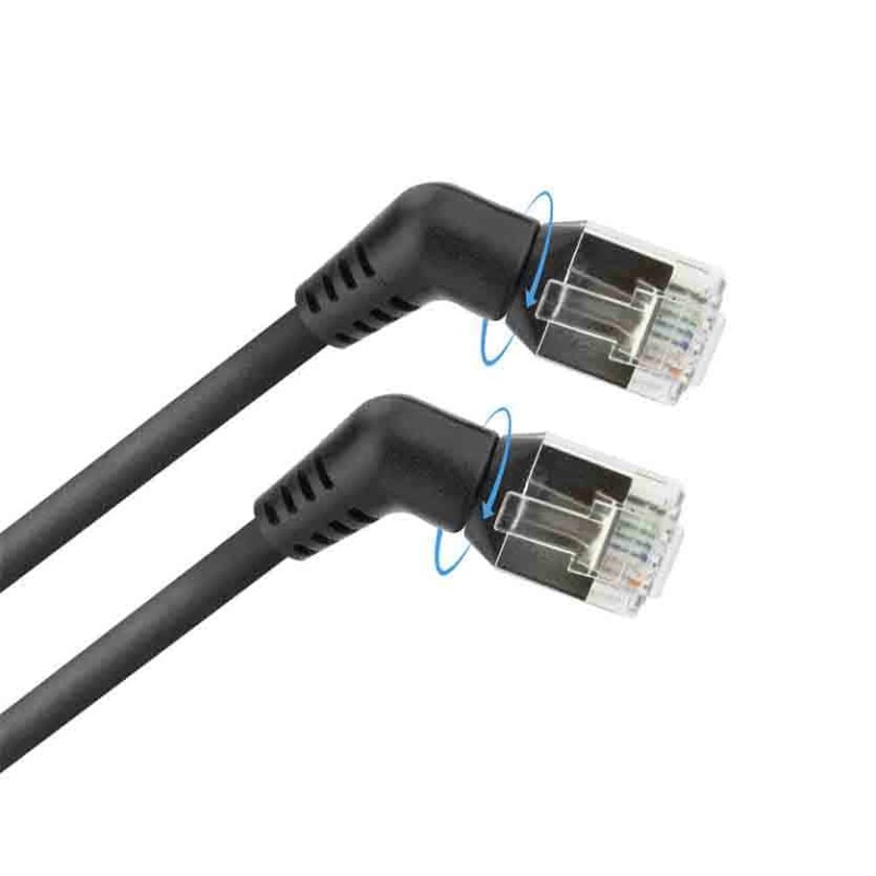 DD1951 1.5m U FTP CAT6A SLIMLINE PATCH CABLE WITH ANGLED 360° ROTATABLE RJ45 CONNECTORS, BLACK, ACT