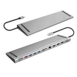 LogiLink UA0411 USB-C 12-Port Docking Station PD 100W 4K Silver — Armenius Store Cyprus