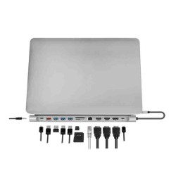 UA0411 USB3.2 DOCKING STATION USB-C 12-PORT, PD SILVER LOGILINK — Buy in Cyprus with Fast Delivery