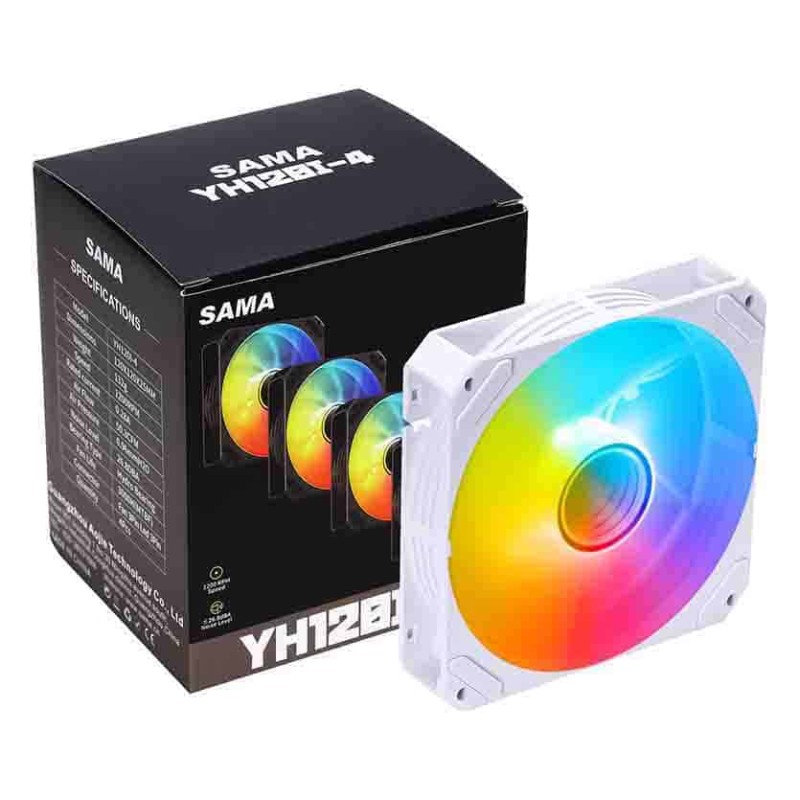 SAMA YH-120I4 White 4-in-1 120mm ARGB Reverse Case Fan Kit — Armenius Store Cyprus