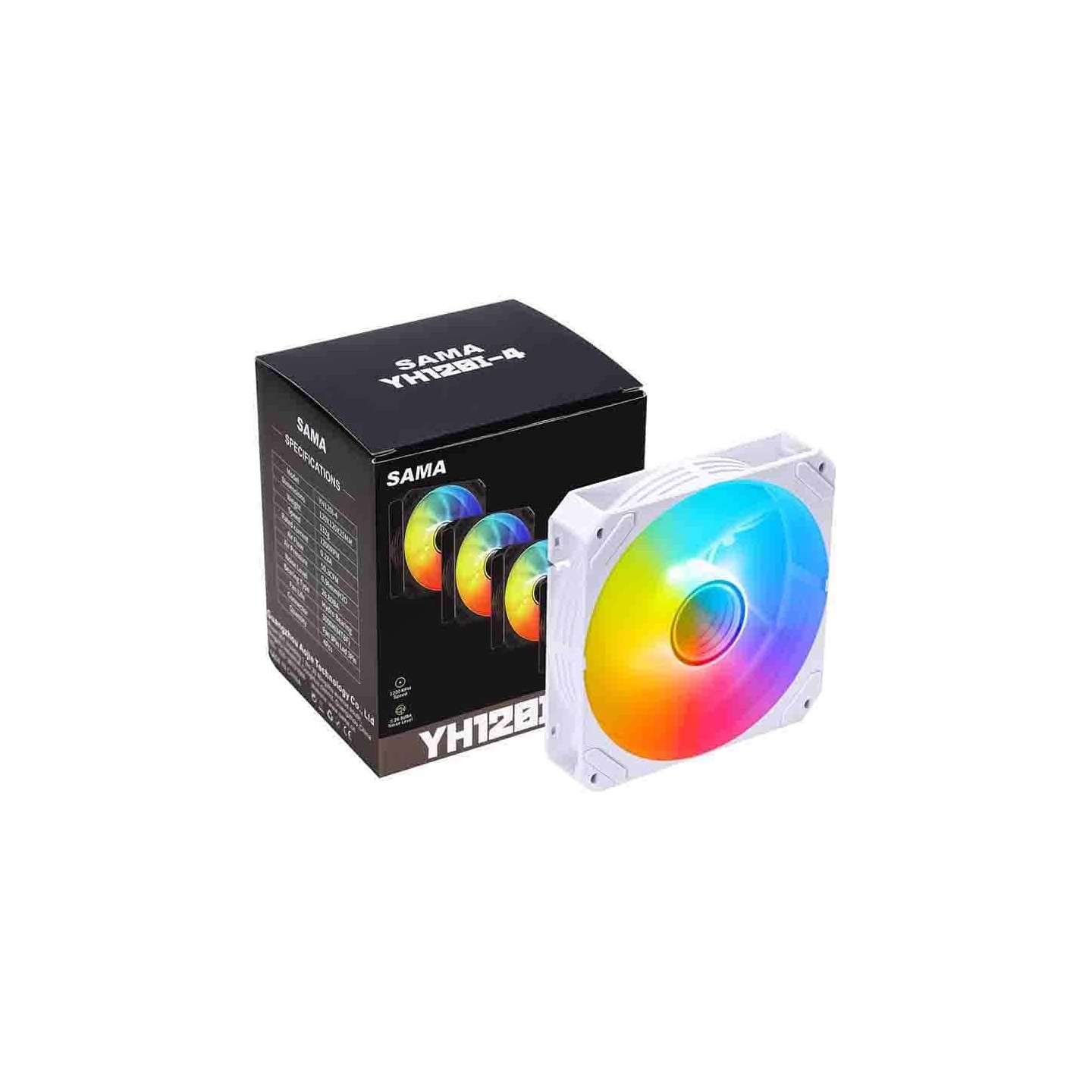SAMA YH-120I4 White 4-in-1 120mm ARGB Reverse Case Fan Kit — Armenius Store Cyprus