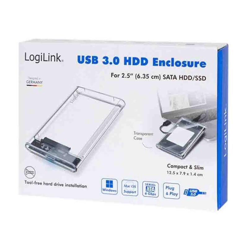 UA0409 - EXTERNAL HDD ENCLOSURE 2.5', HDD SSD, USB 3.0, TOOL-FREE LOGILINK — Buy in Cyprus with Fast Delivery