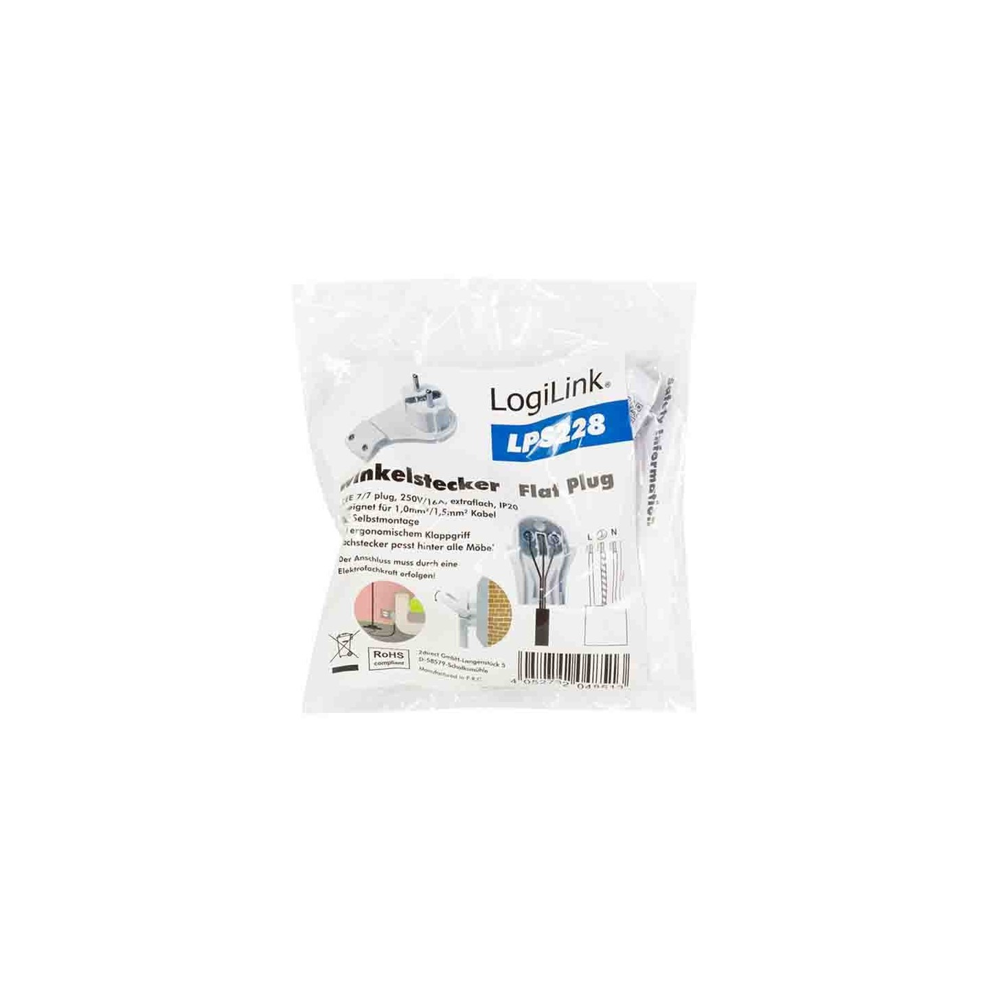 Buy LPS228 POWER PLUG FOR SELF ASSEMBLING, CEE 7 7, FLAT WHITE, LOGILINK in Cyprus, Nicosia, Limassol, Larnaka, Pafos