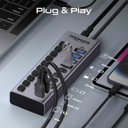 Promate GegaHub-5G 10-in-1 USB Hub 5Gbps Data Transfer & Fast Charging — Armenius Store Cyprus