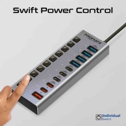 Promate GegaHub-5G 10-in-1 USB Hub 5Gbps Data Transfer & Fast Charging — Armenius Store Cyprus