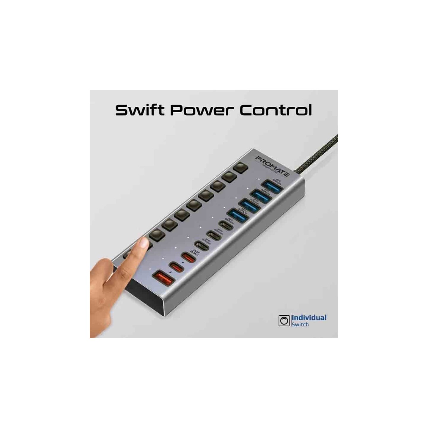 Promate GegaHub-5G 10-in-1 USB Hub 5Gbps Data Transfer & Fast Charging — Armenius Store Cyprus