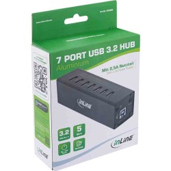 Inline 35395B USB 3.2 Gen1 7-Port Aluminum Hub with PSU Black — Armenius Store Cyprus