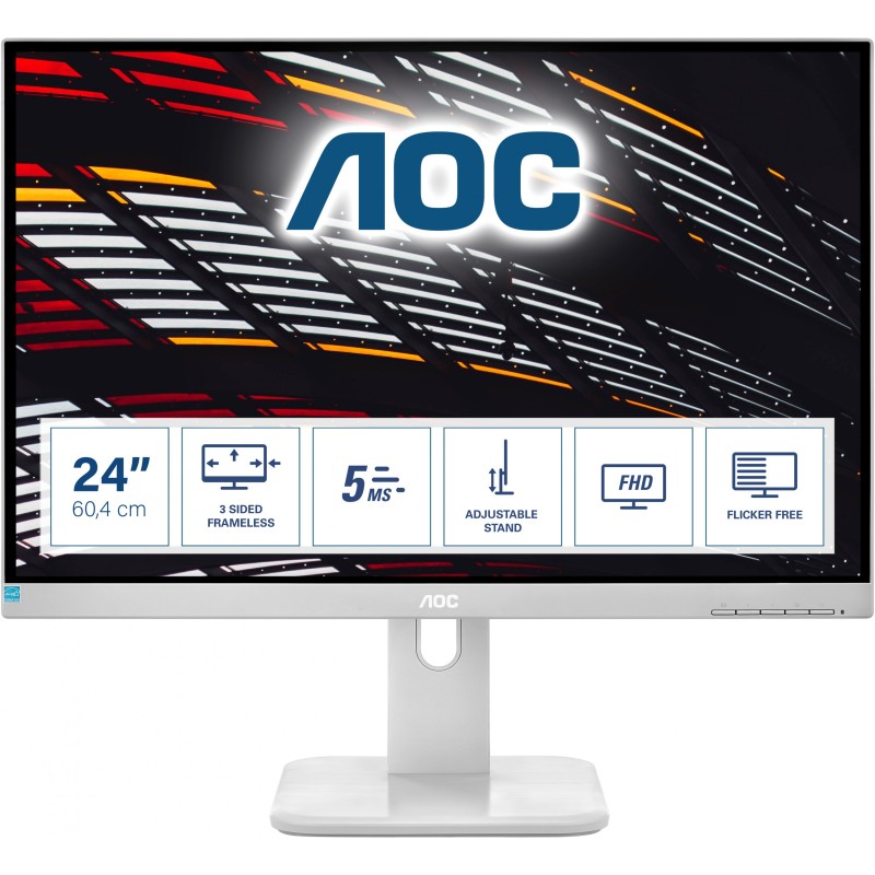Buy AOC 24P1/GR 23.8in Full HD IPS Monitor - HDMI/DP/DVI, USB 3.2 Hub, Grey, VES... in Cyprus, Nicosia, Limassol, Larnaka, Pafos