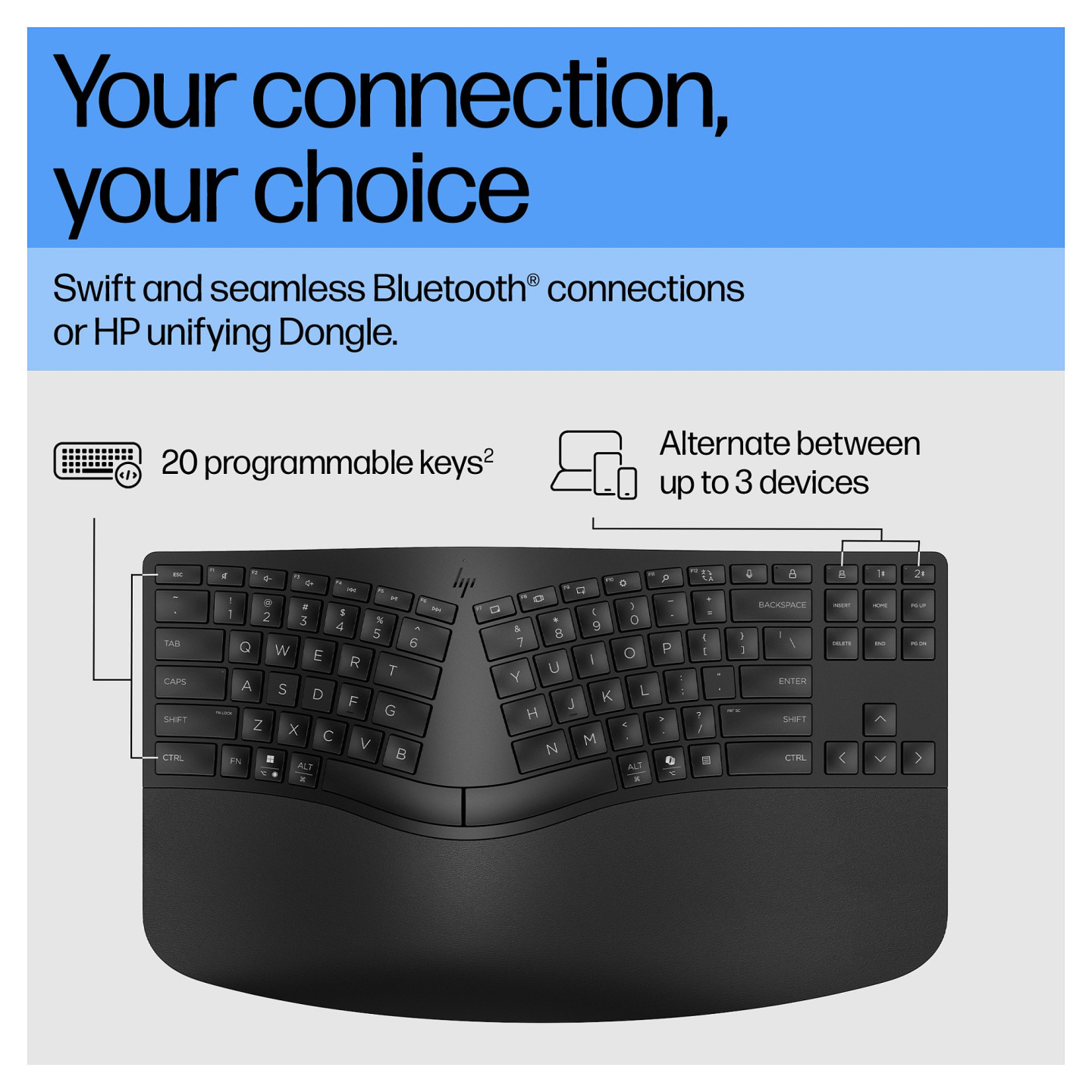 HP 965 BLK Ergonomic Wireless Keyboard — Buy in Cyprus with Fast Delivery