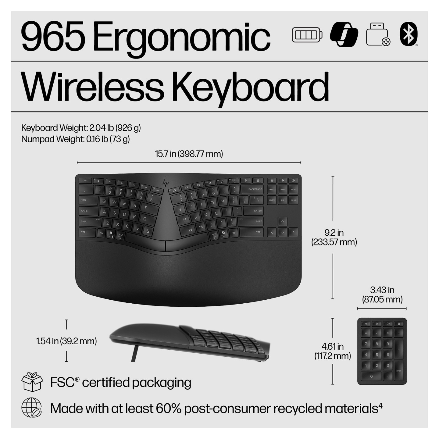 HP 965 BLK Ergonomic Wireless Keyboard — Buy in Cyprus with Fast Delivery