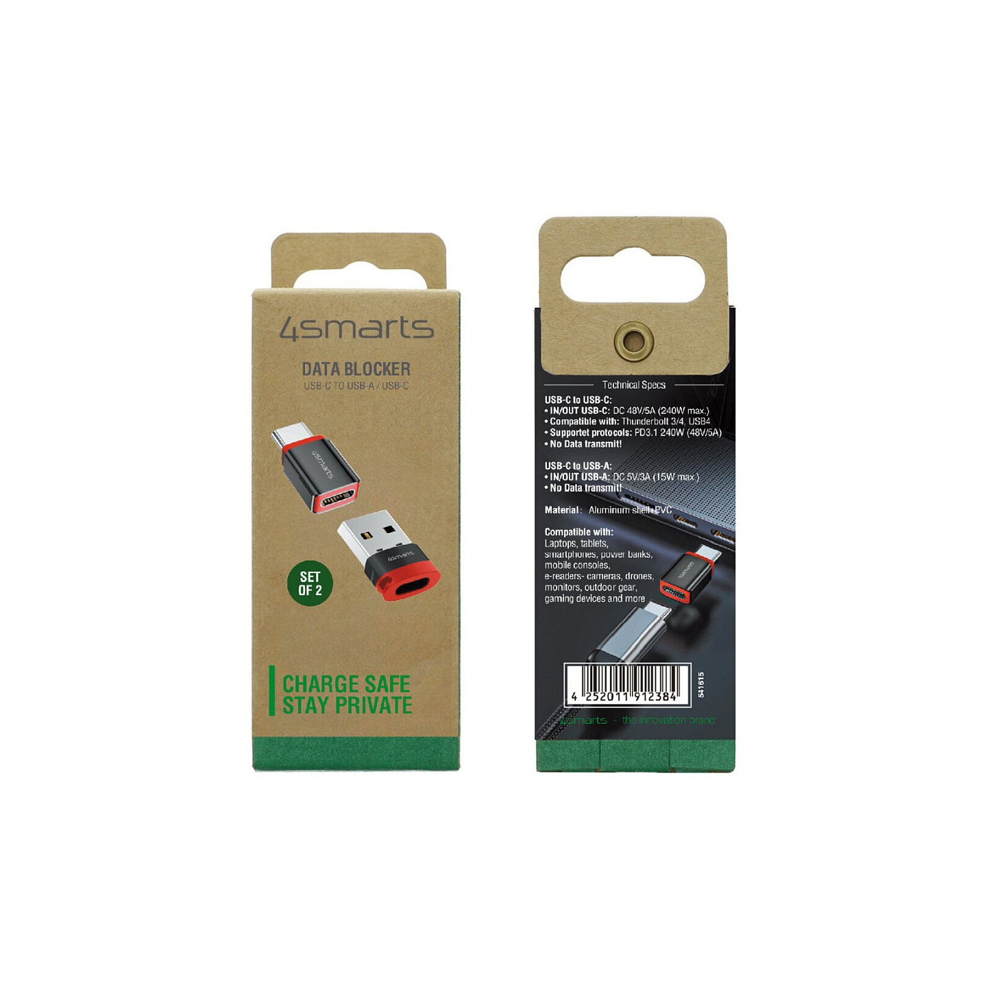 4smarts USB-C auf USB-A USB-C Datenblocker Adapter. 2er Set — Buy in Cyprus with Fast Delivery