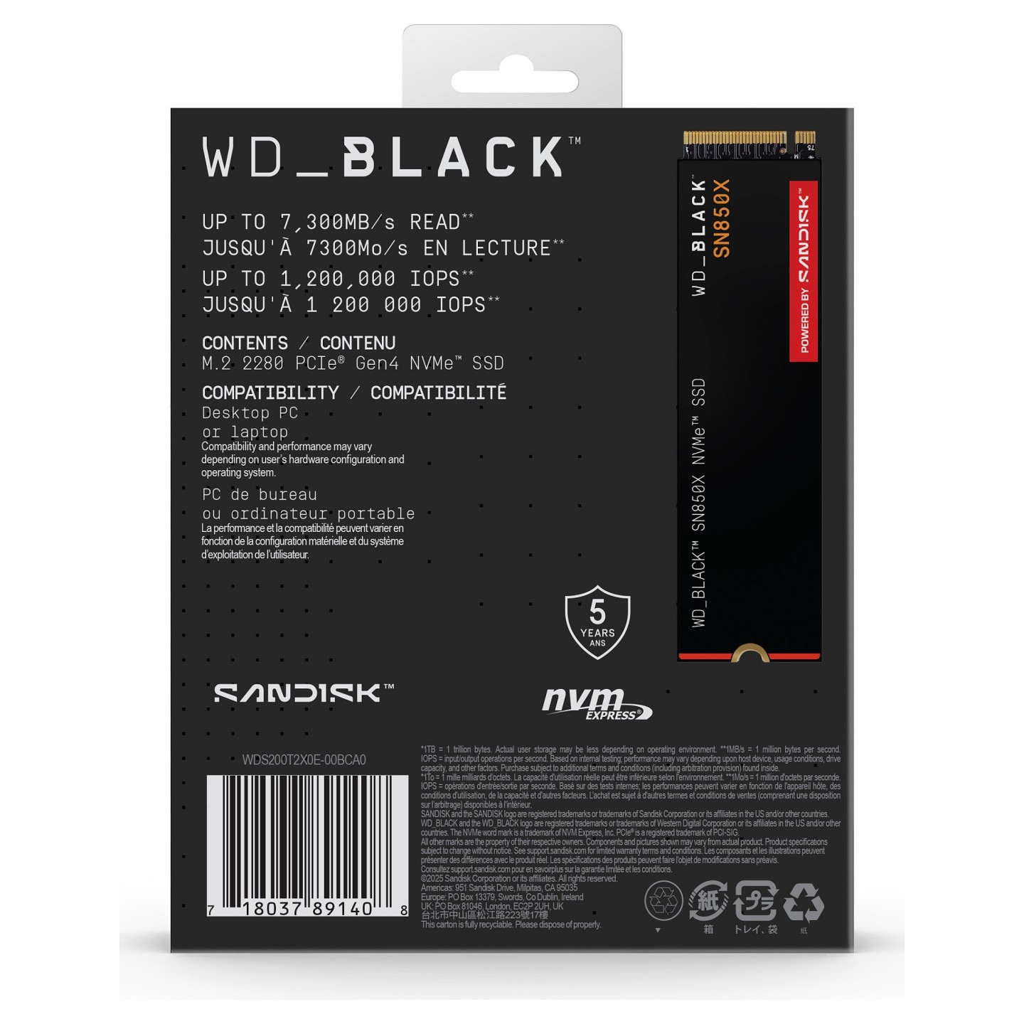 Western Digital WD Black SN850X 2TB M.2 NVMe SSD - PCIe 4.0 x4 7,300 MB/s — Buy in Cyprus with Fast Delivery