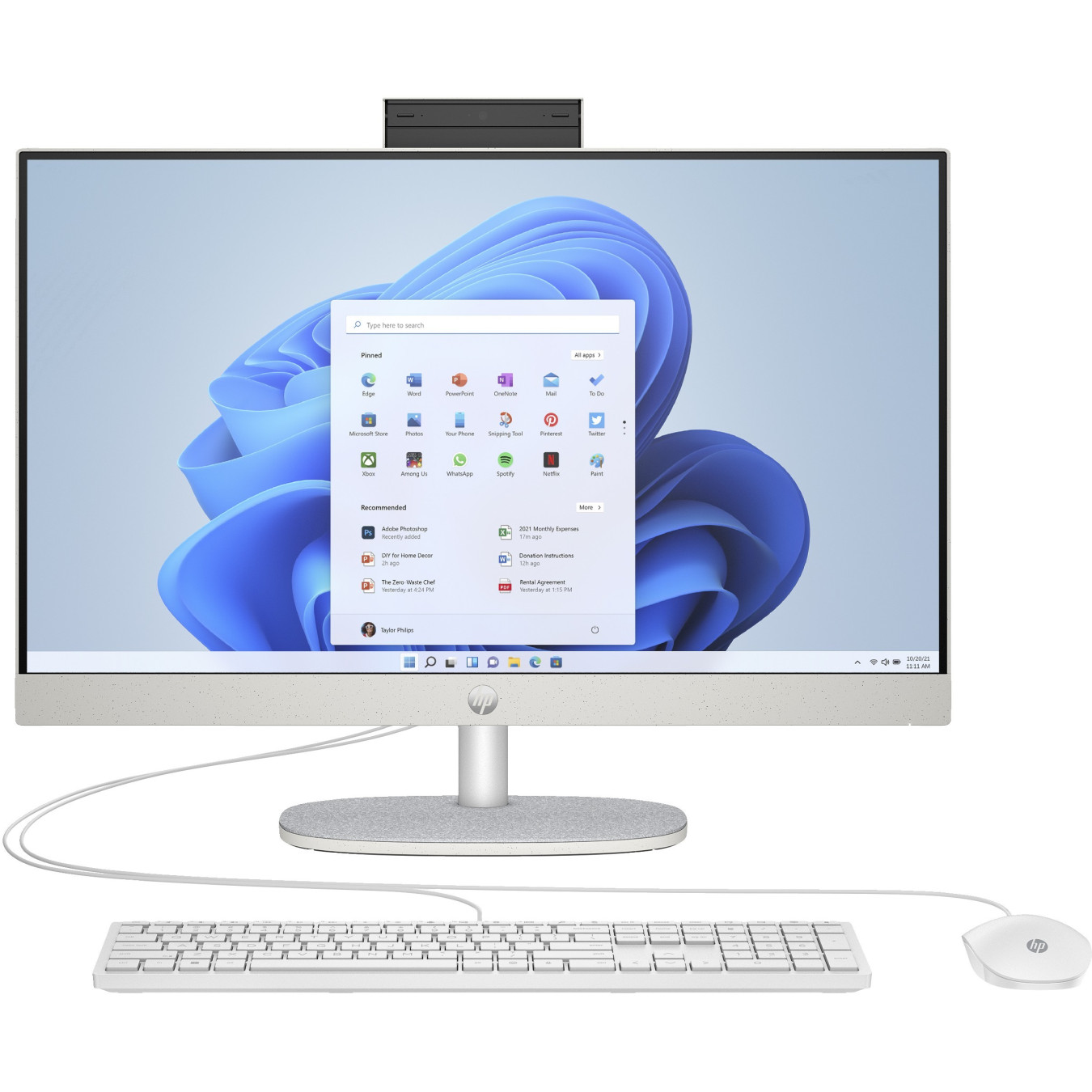 HP All-in-One 24-cr0006ng - Shell White - Ryzen 5 7520U, 16GB, 512GB SSD, 23.8" FHD IPS, Windows 11 Home