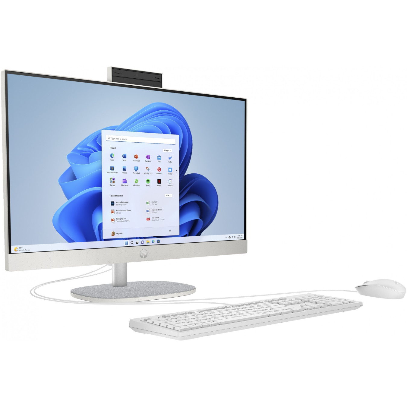 HP All-in-One 24-cr0006ng - Shell White - Ryzen 5 7520U, 16GB, 512GB SSD, 23.8" FHD IPS, Windows 11 Home