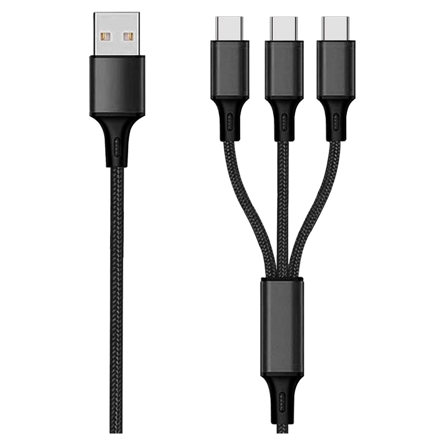 2GO 3in1 USB Ladekabel USB Type-C Nylon 1.5m schwarz — Buy in Cyprus with Fast Delivery