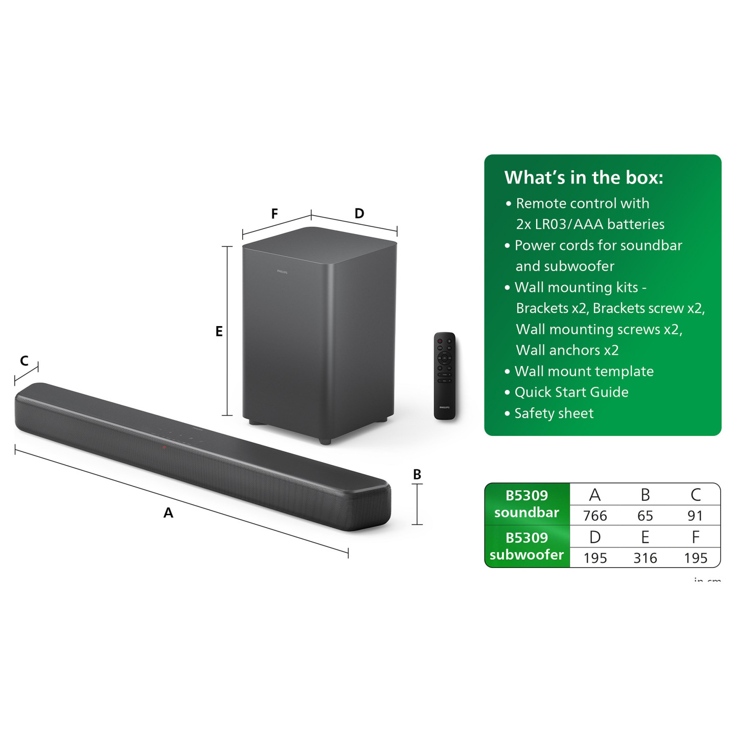 Philips Soundbar 2.1 TAB5309 10 mit kabellosem Subwoofer schwarz — Buy in Cyprus with Fast Delivery