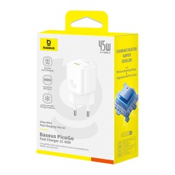 Baseus PicoGo GaN Ladegert 45W EU Wei — Buy in Cyprus with Fast Delivery