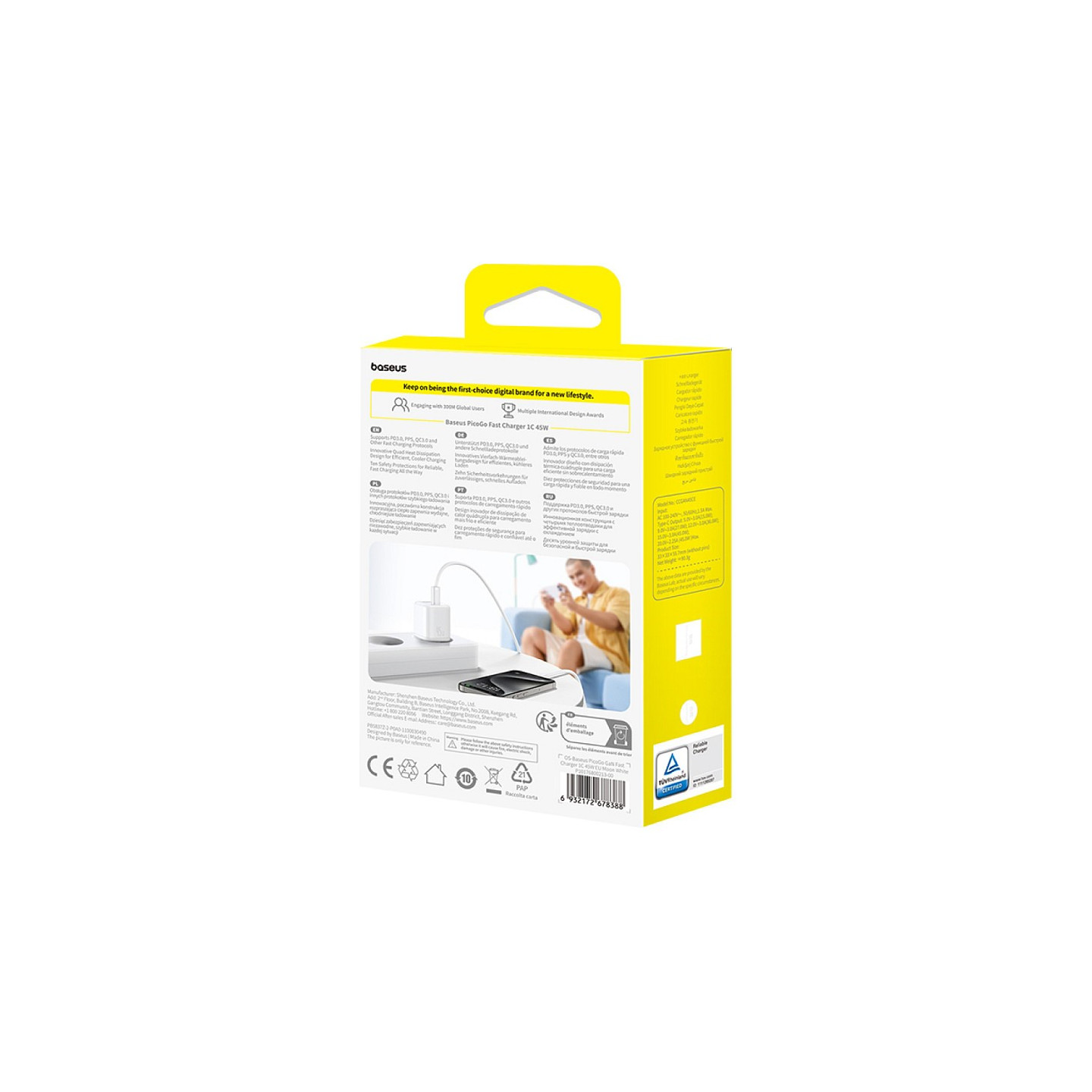 Baseus PicoGo GaN Ladegert 45W EU Wei — Buy in Cyprus with Fast Delivery