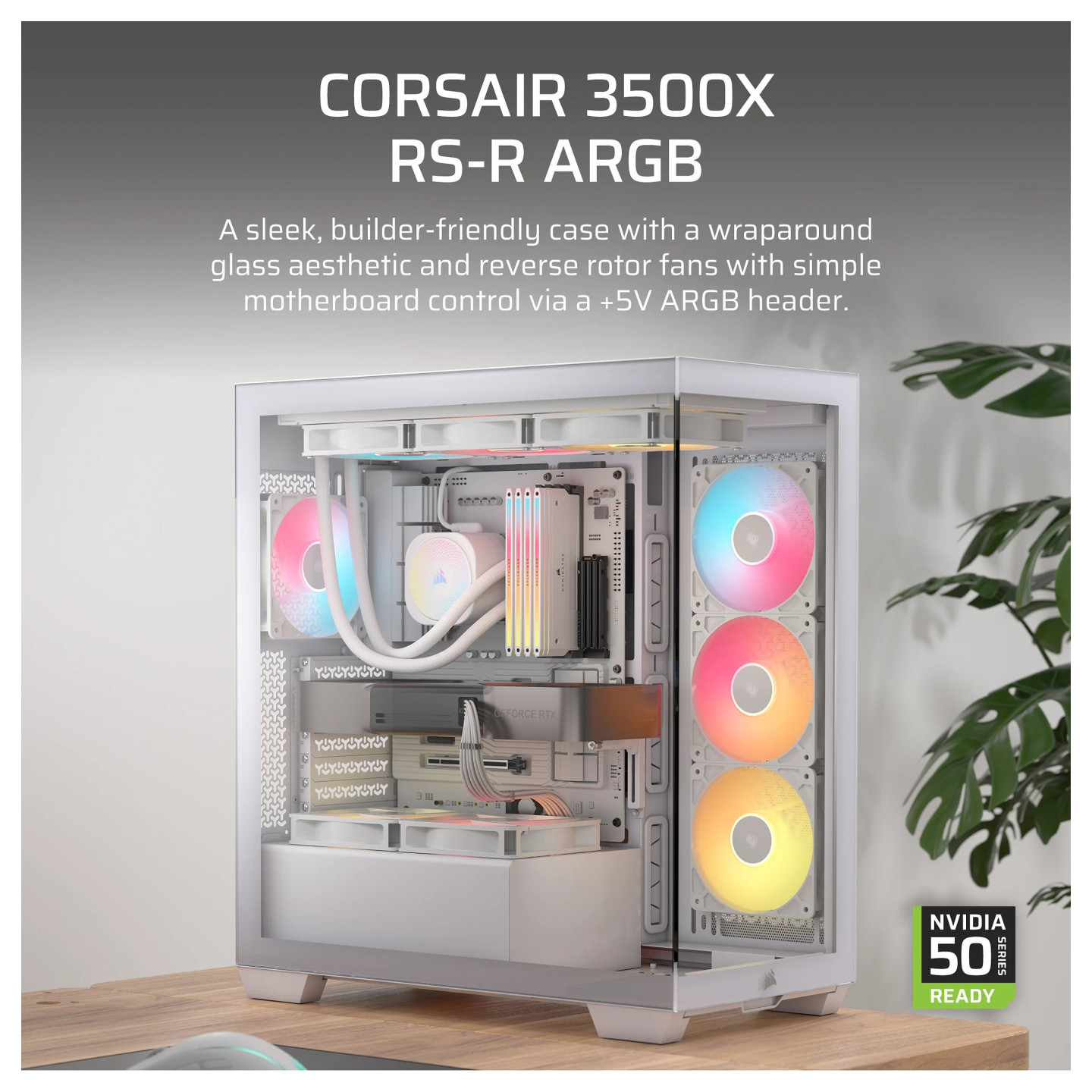 CORSAIR Midi 3500X RSR ARGB (Tempered Glass) White — Buy in Cyprus with Fast Delivery