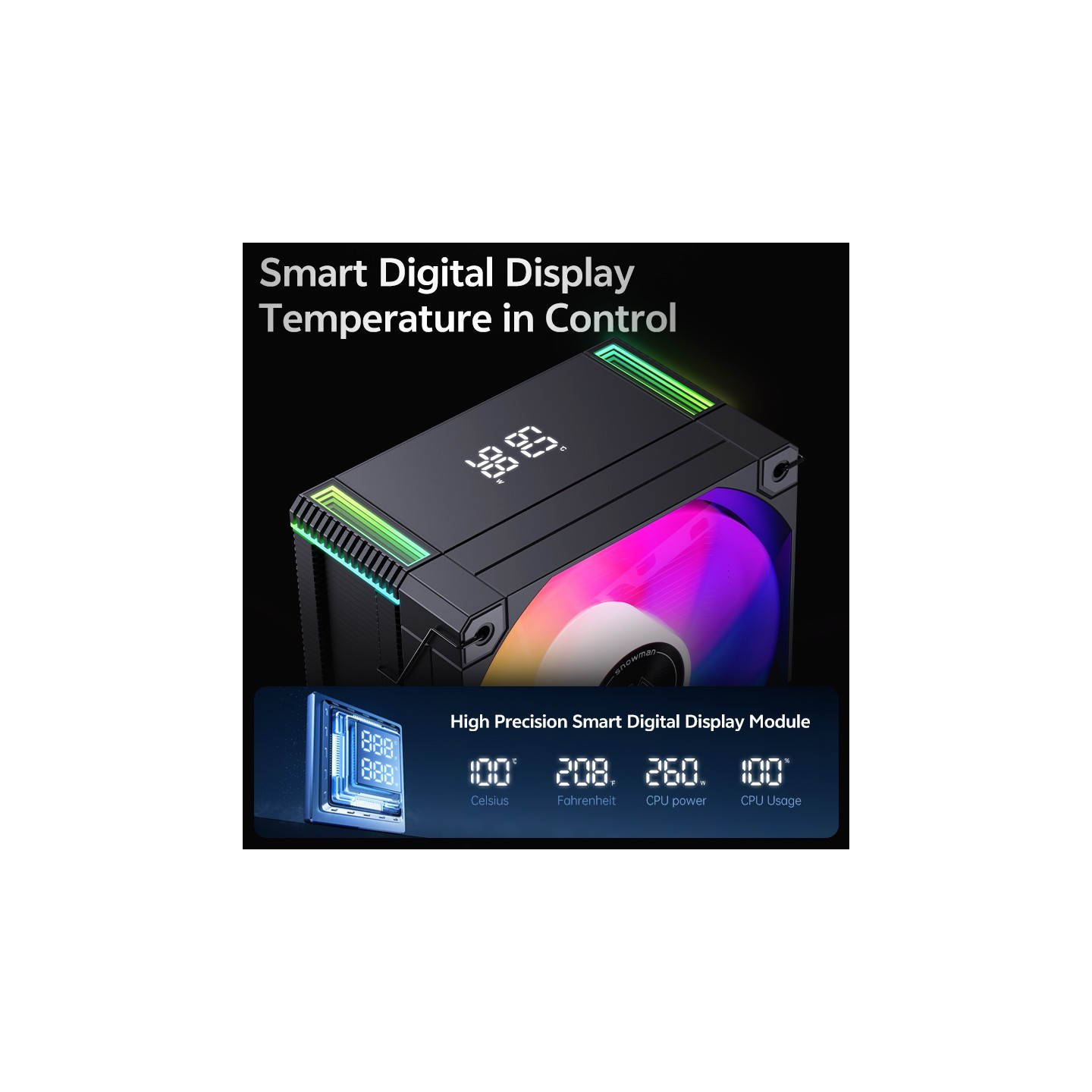 Snowman MT6-V4D-ARGB-BK CPU Air Cooler 240W TDP 6 Heatpipes (Retail) — Buy in Cyprus with Fast Delivery