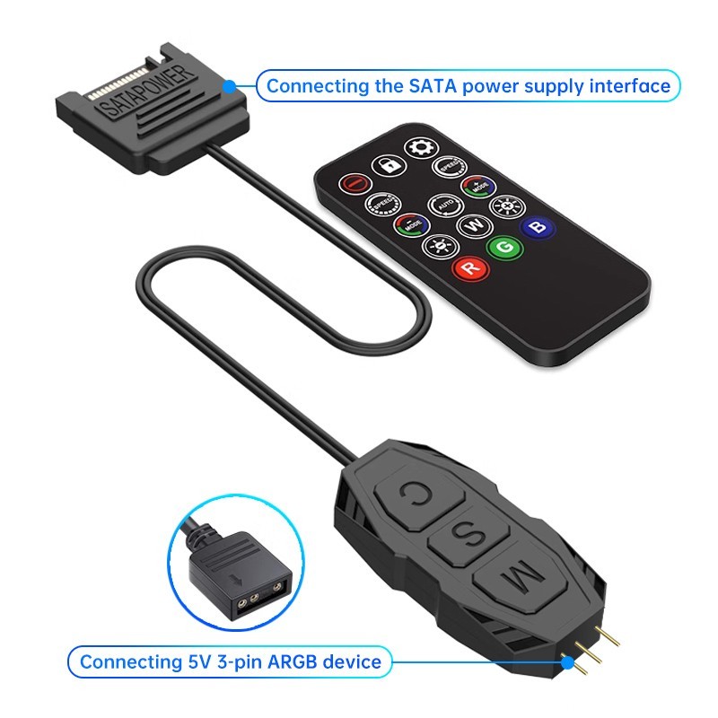 5V 3Pin ARGB Cable Controller with Remote (Retail) — Buy in Cyprus with Fast Delivery