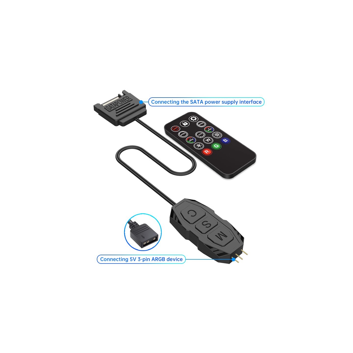 5V 3Pin ARGB Cable Controller with Remote (Retail) — Buy in Cyprus with Fast Delivery