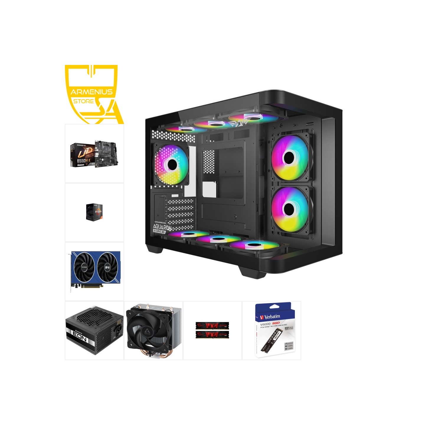 Custom Gaming PC - Ryzen 5 5600X, Intel Arc A580, 16GB DDR4, 512GB NVMe — Buy in Cyprus with Fast Delivery