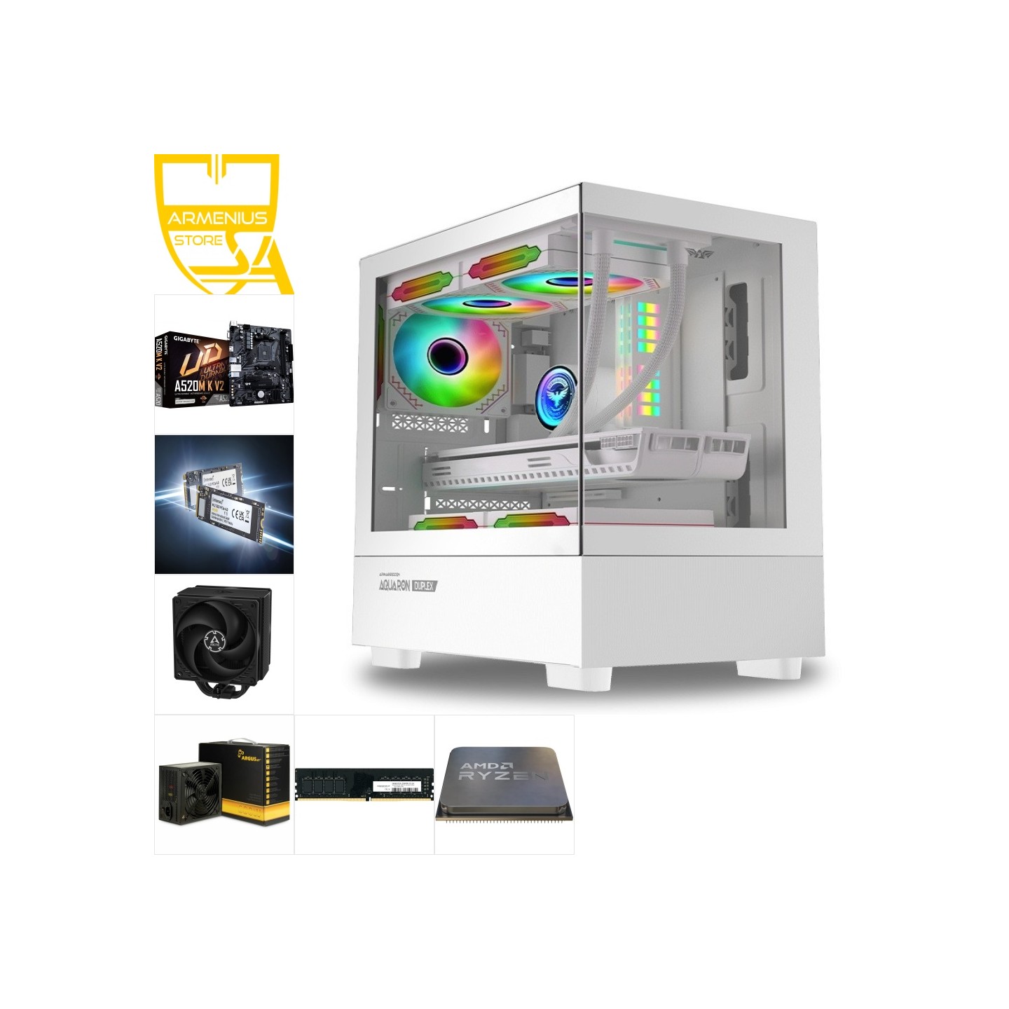 Custom Budget Gaming PC - Ryzen 5 5600G, Integrated Radeon Graphics, 16GB DDR4, 500GB NVMe — Buy in Cyprus with Fast Delivery