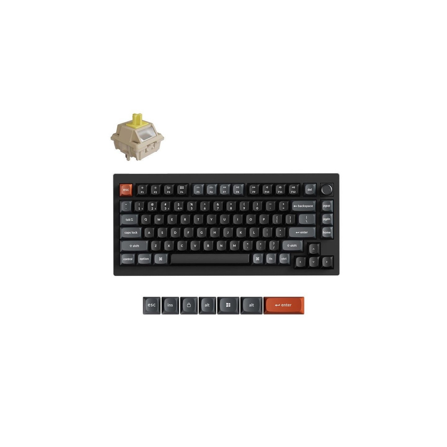 Keychron V1 Ultra (V1U-D4) 8K Wireless 75% Mechanical Keyboard Banana Silk POM RGB US (Boxed)
