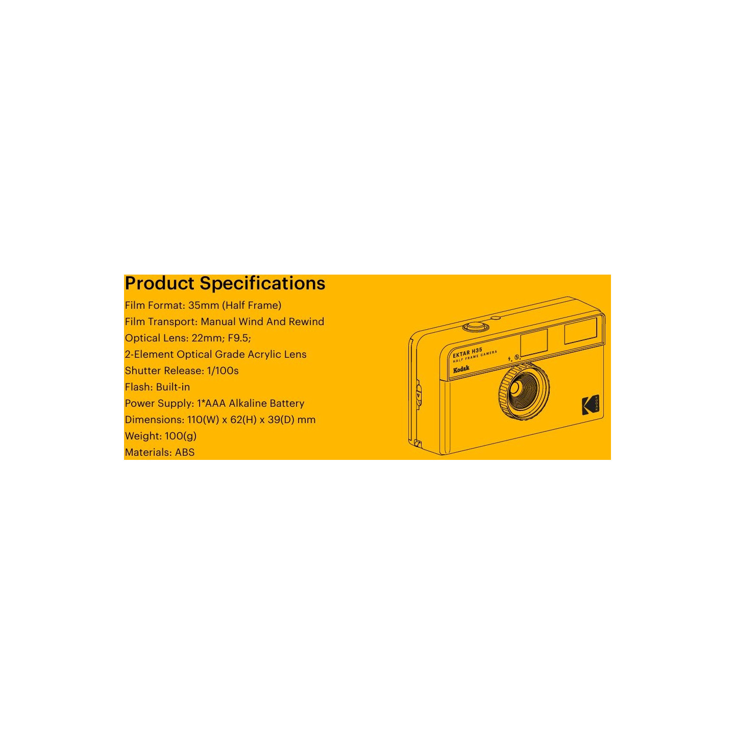 Kodak Ektar H35 HF Film Camera Sand — Buy in Cyprus with Fast Delivery