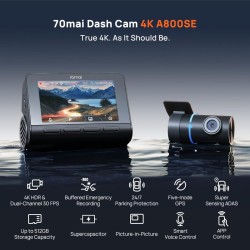 70mai A800SE-1 Front & Rear Dash Cam 4k w. 3inch screen set w. Rearview Cam - 2160p 140FOV — Buy in Cyprus with Fast Delivery