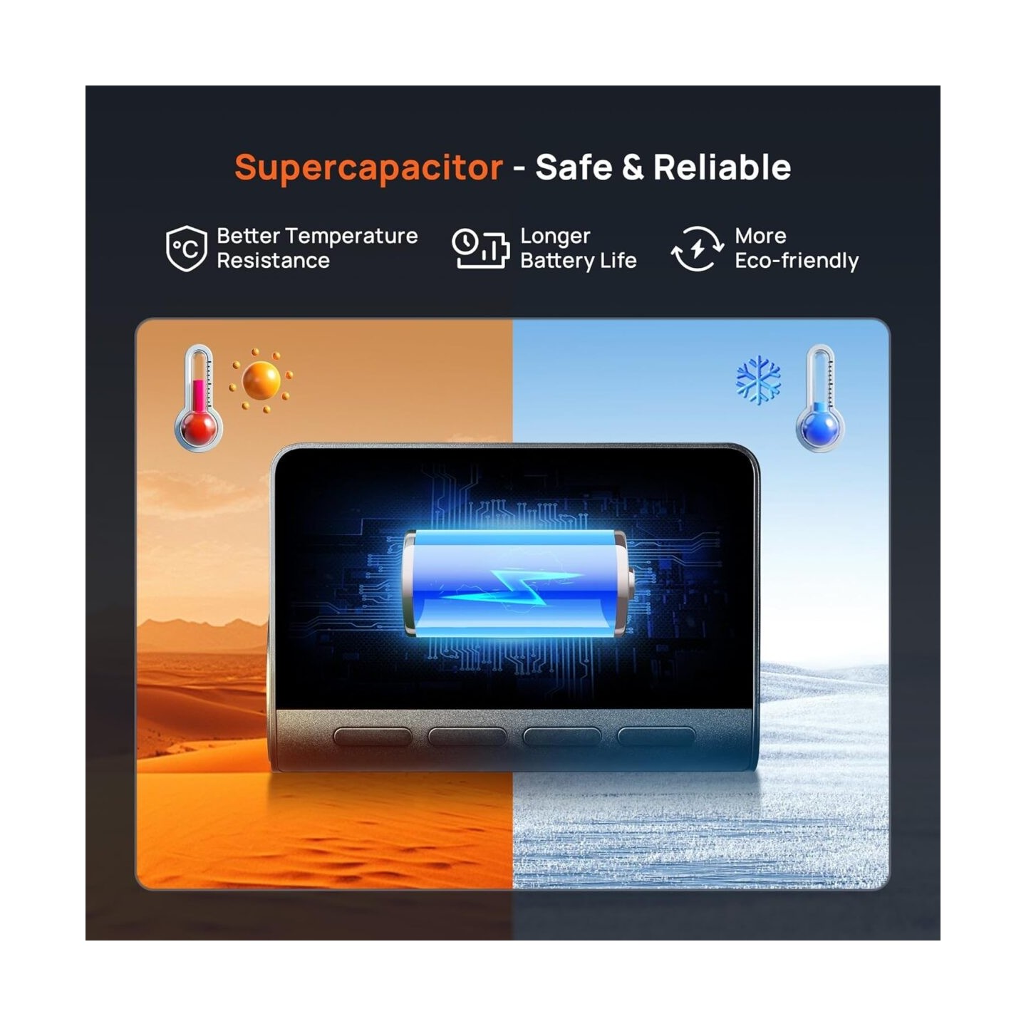 70mai A800SE-1 Front & Rear Dash Cam 4k w. 3inch screen set w. Rearview Cam - 2160p 140FOV — Buy in Cyprus with Fast Delivery