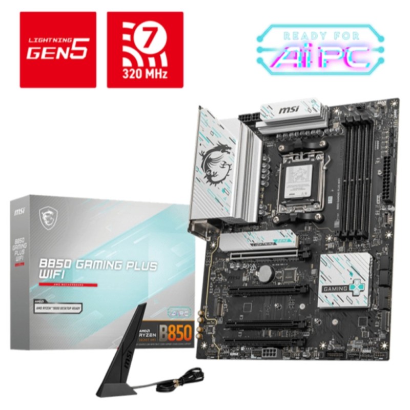 MSI B850 GAMING PLUS WIFI - AM5 ATX Motherboard - PCIe 5.0, DDR5, Wi-Fi 7, 5G LAN, 256GB RAM Support (Boxed)