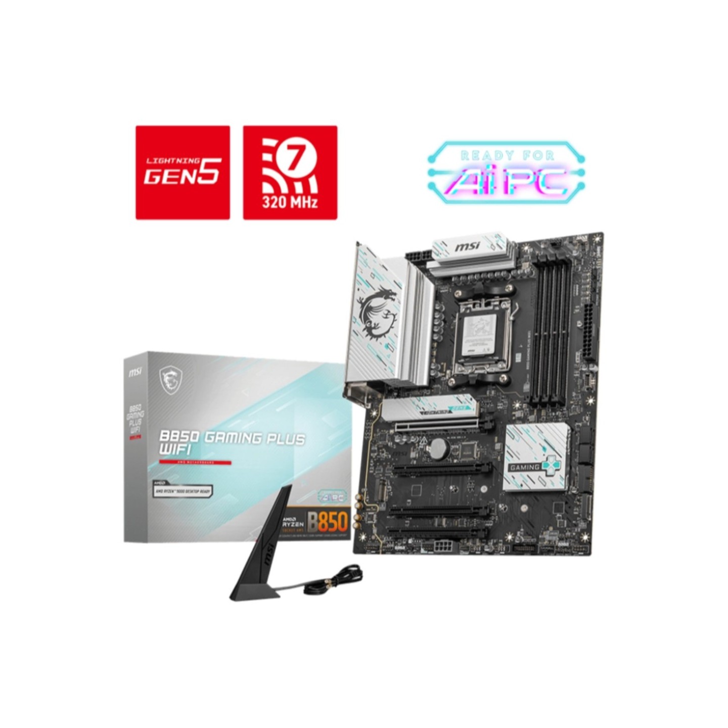 MSI B850 GAMING PLUS WIFI - AM5 ATX Motherboard - PCIe 5.0, DDR5, Wi-Fi 7, 5G LAN, 256GB RAM Support (Boxed)
