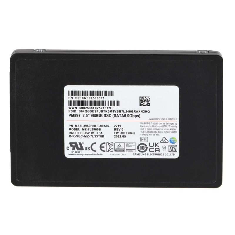 Samsung PM897 960GB - Enterprise 2.5" SATA III SSD - V-NAND 560MB/s Read 530MB/s Write MZ-7L3960HBLT (Bulk)