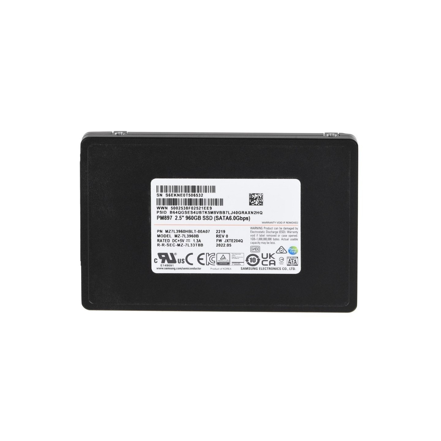 Samsung PM897 960GB - Enterprise 2.5" SATA III SSD - V-NAND 560MB/s Read 530MB/s Write MZ-7L3960HBLT (Bulk)