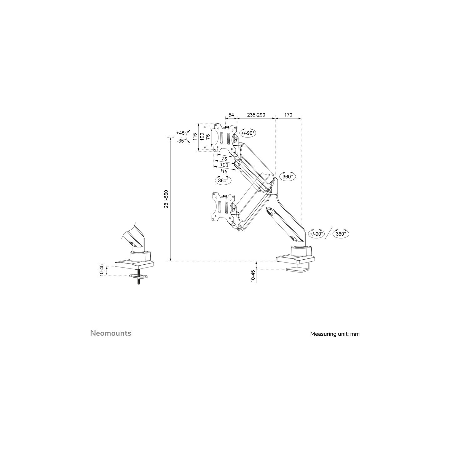 Neomounts DS70-450BL1 Tischhalterung für 17-42' Bildschirme - Schwarz — Buy in Cyprus with Fast Delivery